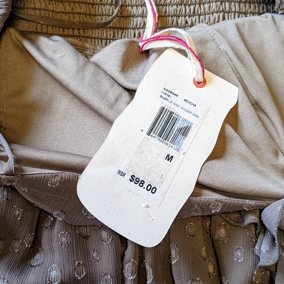 Chelsea and Violet, Mocha, one shoulder floral ruffle dress, M, NWT - Picture 4 of 4